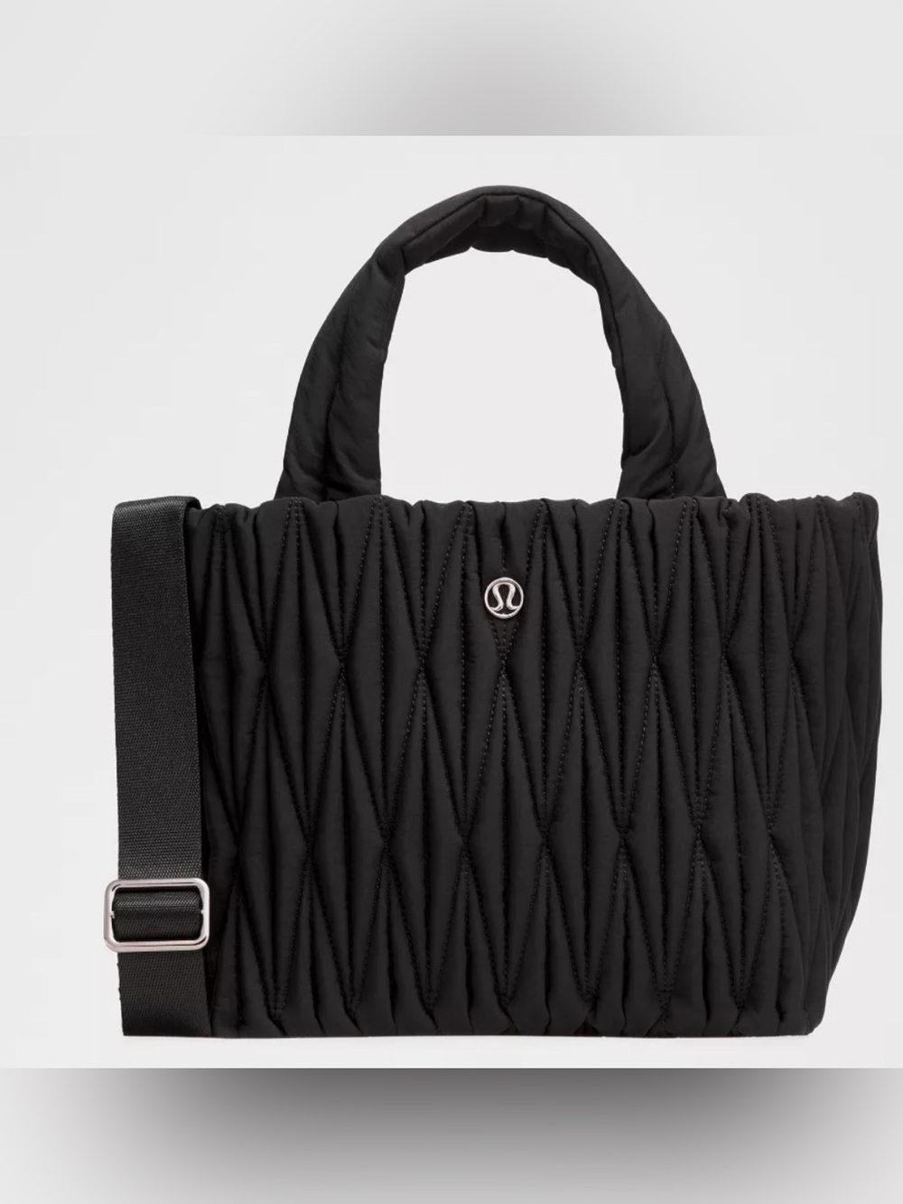 lululemon athletica Black Quilted Tote with Detachable Strap